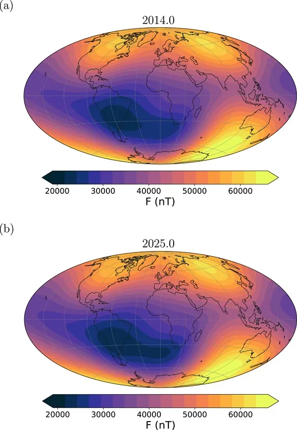 地球の磁場が“極端に弱い領域”が急速拡大中！ ポールシフトの前兆か
