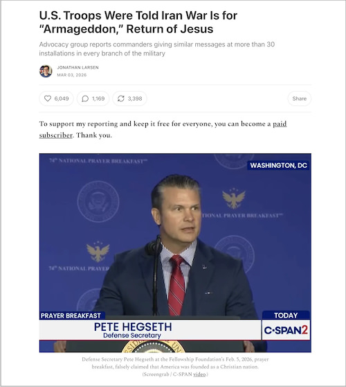 イラン攻撃の目的は「ハルマゲドン」と「イエス再臨」のためだった!? 米軍指揮官らが続々と主張